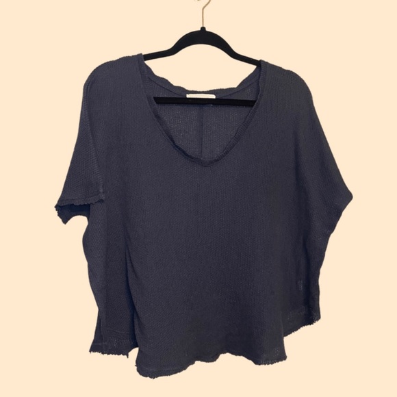 Double Zero Tops - Double zero oversized raw edge gauze top